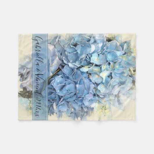 Blue Hydrangea Blume Wedding Fleecedecke (Vorderseite (Horizontal))