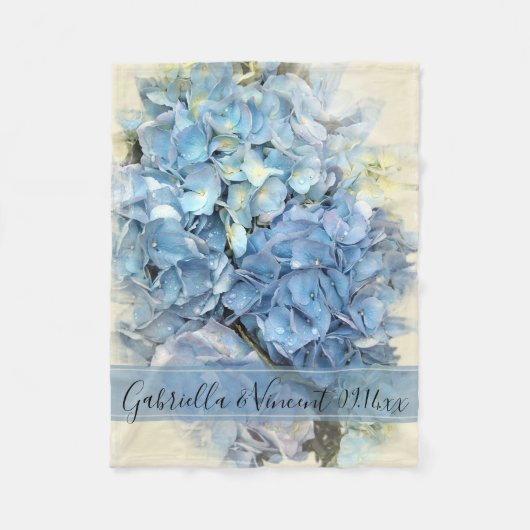 Blue Hydrangea Blume Wedding Fleecedecke (Vorderseite)