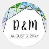 Blue Hydrangea Blume Wedding Round Sticker (Vorderseite)