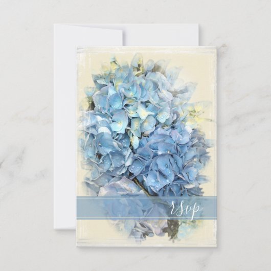 Blue Hydrangea Blume Wedding RSVP (Vorderseite)