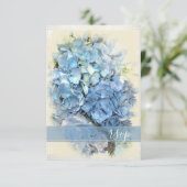 Blue Hydrangea Blume Wedding RSVP Karte (Stehend Vorderseite)