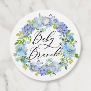 Blue Hydrangea Blume Wreath Baby Brunch Geschenkanhänger