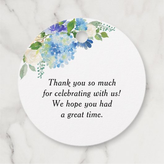 Blue Hydrangea Blume Wreath Bridal Brunch Geschenkanhänger (Rückseite)