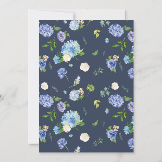 Blue Hydrangea Blume Wreath Paare Dusche Einladung (Rückseite)
