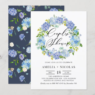 Blue Hydrangea Blume Wreath Paare Dusche Einladung