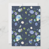 Blue Hydrangea Blume Wreath Wedding Einladung (Rückseite)