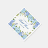 Blue Hydrangea Blumengrün Brautparty Paper Serviette (Ecke)
