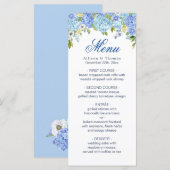 Blue Hydrangea Blumengrün Hochzeitskarte Menükarte (Vorne/Hinten)
