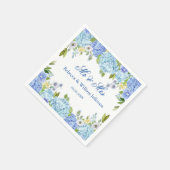 Blue Hydrangea Blumengrün Hochzeitspapier Serviette (Ecke)