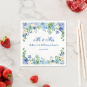 Blue Hydrangea Blumengrün Hochzeitspapier Serviette (Beispiel)