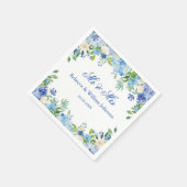 Blue Hydrangea Blumengrün Hochzeitspapier Serviette (Ecke)