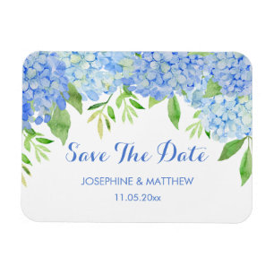 Blue Hydrangea Blumengrün Save the Date Magnet