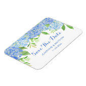 Blue Hydrangea Blumengrün Save the Date Magnet (Linke Seite)