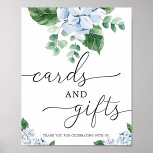 Blue Hydrangea Blumenkarten und Geschenkzeichen Poster