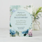 Blue Hydrangea Blumenzirkel Einladung (Stehend Vorderseite)