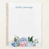 Blue Hydrangea & Blush Floral Personalized Planer (Vorderseite)