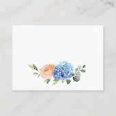 Blue Hydrangea Blush Pink Roses Hochzeitsdetails Begleitkarte (Rückseite)