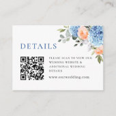 Blue Hydrangea Blush Pink Roses Hochzeitsdetails Begleitkarte (Vorderseite)