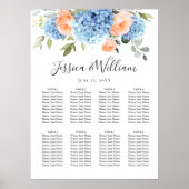 Blue Hydrangea Blush Rose 8 Tische SITZPLATZ Poster (Vorne)