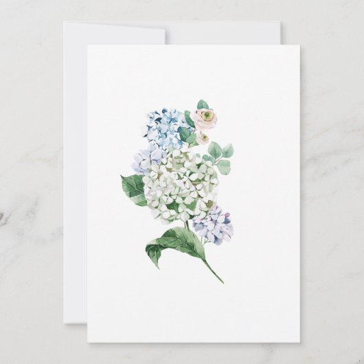 Blue Hydrangea Blush Rose Brautparty Einladung (Rückseite)