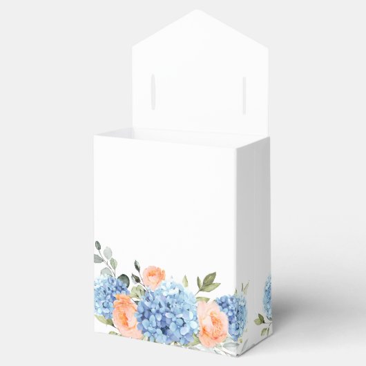 Blue Hydrangea Blush Rose Eucalyptus Gift Wedding Geschenkschachtel (Geöffnet)