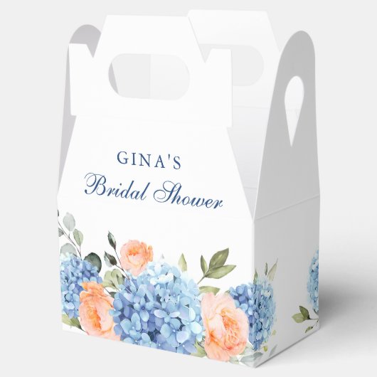 Blue Hydrangea Blush Rose Eukalyptus Brautparty Geschenkschachtel (Geöffnet)