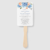 Blue Hydrangea Blush Rose Hochzeitsprogramm Fächer (Vorderseite)