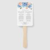 Blue Hydrangea Blush Rose Hochzeitsprogramm Fächer (Rückseite)
