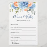 Blue Hydrangea Blush Rose Ratschläge & Wünsche Kar<br><div class="desc">Personalisieren Sie mit der Braut zu sein Name und Datum der Dusche. Für weitere Anpassungen klicken Sie bitte auf "Diese Vorlage personalisieren", dann auf "Bearbeiten mit dem Entwurfswerkzeug". Stilvoll bearbeitbare Vorlagen, die leicht zu benutzen sind, weitere Artikel im Laden verfügbar (Einladungen, uAwg, Dankeschön-Karten, Schreibwaren & Dekor). Wenn Sie Hilfe oder...</div>