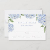 Blue Hydrangea Border Classic Wedding Reply RSVP Karte (Vorderseite)