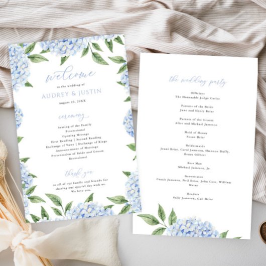 Blue Hydrangea Border Folding Paper Program Flyer