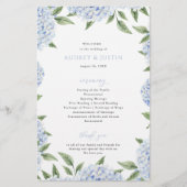 Blue Hydrangea Border Folding Paper Program Flyer (Vorne)