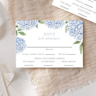 Blue Hydrangea Border Food Choice RSVP Karte