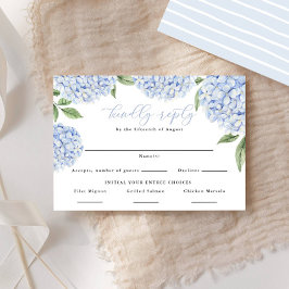 Blue Hydrangea Border Food Choices RSVP Karte