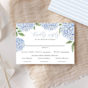 Blue Hydrangea Border Food Choices RSVP Karte