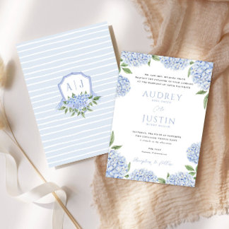 Blue Hydrangea Border, Personalisiertes Wappen Hoc Einladung