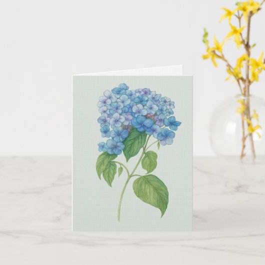 Blue Hydrangea Botanical Art Card — Blank Notecard Karte (Gelbe Blume)