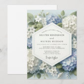 Blue Hydrangea Botanical Bloom Wedding Einladung (Vorne/Hinten)