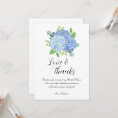 Blue Hydrangea Botanical Brautparty Vielen Dank Karte (Vorderseite/Rückseite Beispiel)