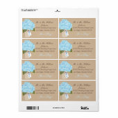 Blue Hydrangea Bouquet Baby Dusche Label (Vorne)