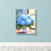 Blue Hydrangea Bouquet Blumenbemalung Leinwanddruck (Insitu (Holzboden))