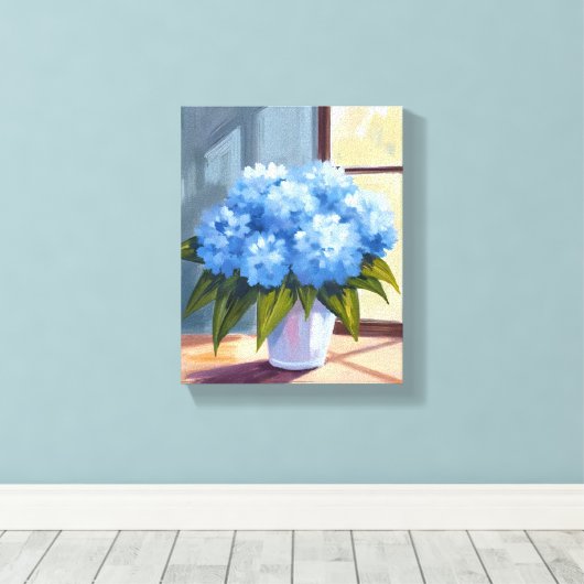 Blue Hydrangea Bouquet Blumenbemalung Leinwanddruck (Insitu (Holzboden))