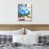 Blue Hydrangea Bouquet Blumenbemalung Leinwanddruck (Insitu (Schlafzimmer))