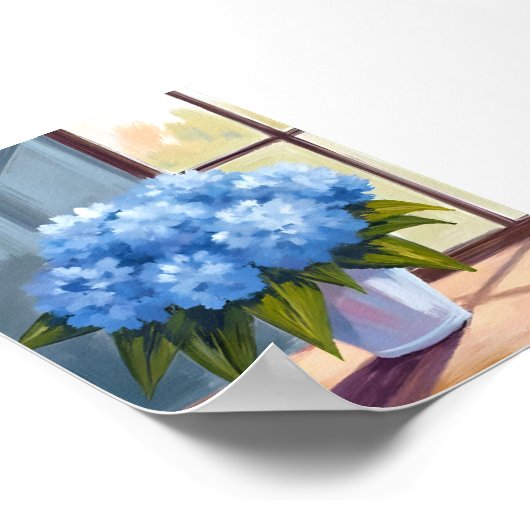 Blue Hydrangea Bouquet Blumenbemalung Poster (Ecke)