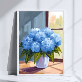 Blue Hydrangea Bouquet Blumenbemalung Poster