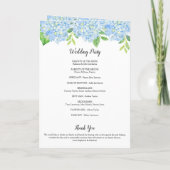 Blue Hydrangea Bouquet Botanical Wedding Program Programm (Rückseite)