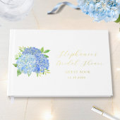 Blue Hydrangea Bouquet Brautparty Gästebuch