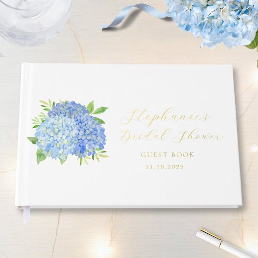 Blue Hydrangea Bouquet Brautparty Gästebuch