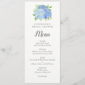 Blue Hydrangea Bouquet Brautparty Menu Menükarte (Vorderseite)
