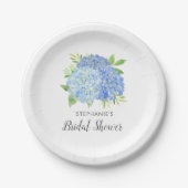 Blue Hydrangea Bouquet Brautparty Pappteller (Vorderseite)